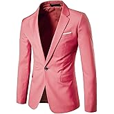 YND Men's Suit Jacket One Button Slim Fit Solid Coat Casual Blazer