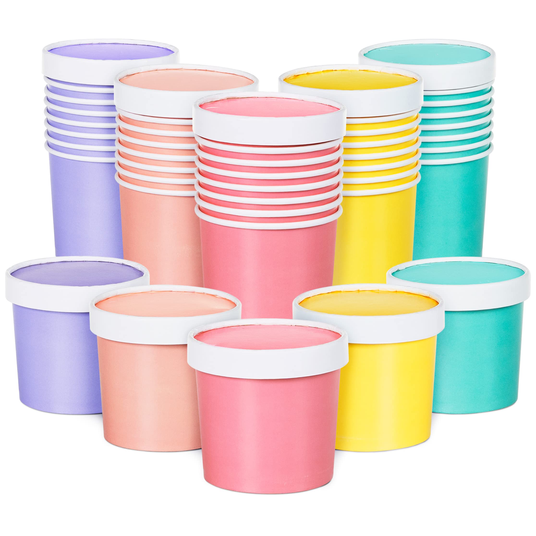 MATICAN Paper Ice Cream Cups with Lids, 40-Pack 325ml Soup Cups with Lids, Disposable Ice Cream Containers, 325 ml, 4 Pastel Colors