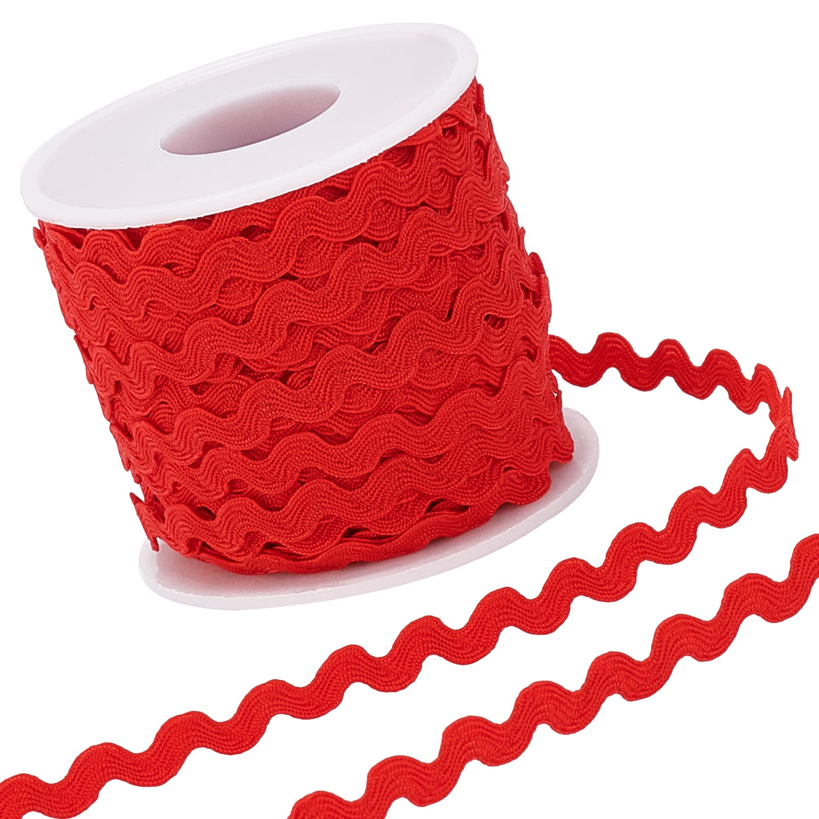 GORGECRAFT 1 Roll 27yd/25m RIC Rac Trim Ribbon Wave Sewing Bending Fringe Trim 5mm/0.2 inch for Sewing Flower Making Wedding Party Lace Ribbon Craft(Red)