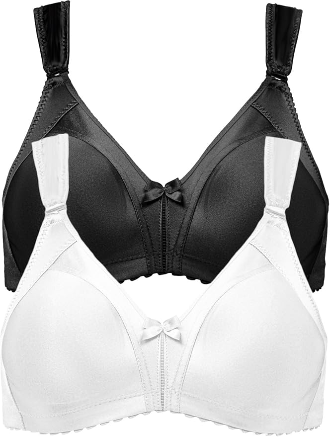 Naturana Pack of 2 Women's NonWired Minimizer Bra 95027 Black White 44