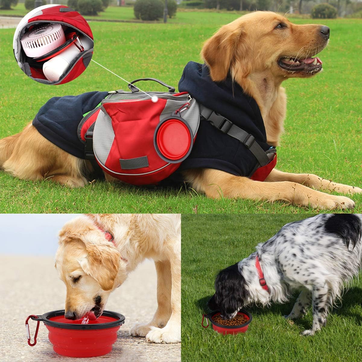 Rcrunning Eu Zaino Per Cani Impermeabile Borsa Da Sella Per Cani Leggera E Traspirante Con Ciotola