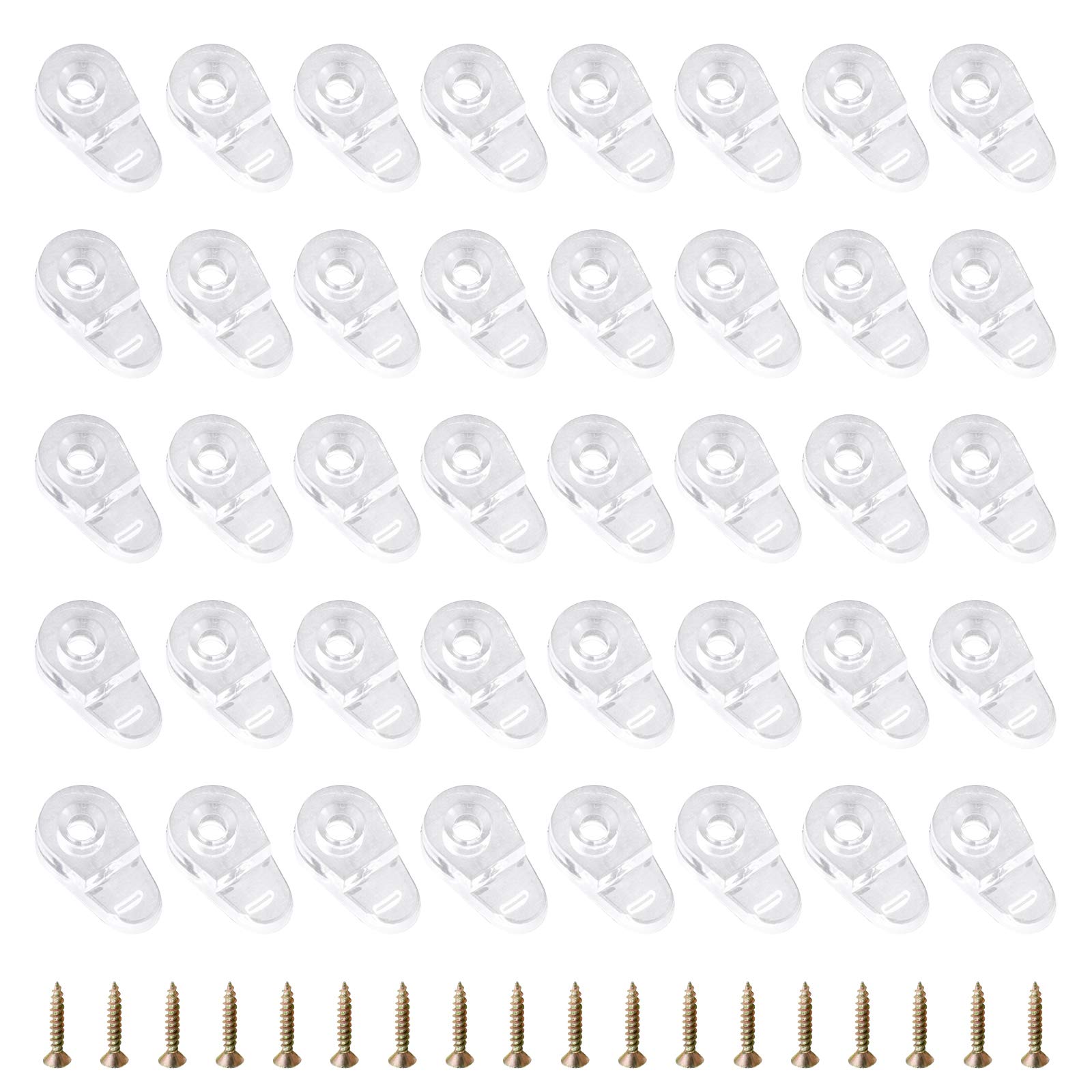 UFURMATE Glass Panel Clip, 100 Pack Glass Retainer Clips Kit Plastic Glass Cabinet Clamps Clear Mirror Clips Window Dressing Hardware Replacement with Screws & Storage Box, Fit for 3-5mm Thick Glass