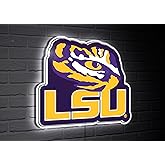 Team Sports America NCAA Louisiana State University Ultra-Thin LED Light Wall Sign Décor | Officially Licensed - 23 Inch Mascot Logo Shaped Wall Sign | Made in USA