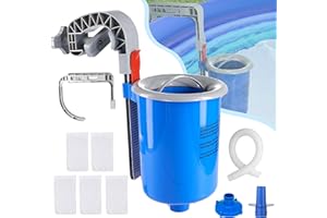 MUWOOB Above Ground Pool Skimmer with 5 Pool Skimmer Socks, Wall Mount Pool Surface Skimmer with Hose and Basket, Adjustable Floating Pool Filter, Automatically Cleans and Removes Pool Surfaces Leaves