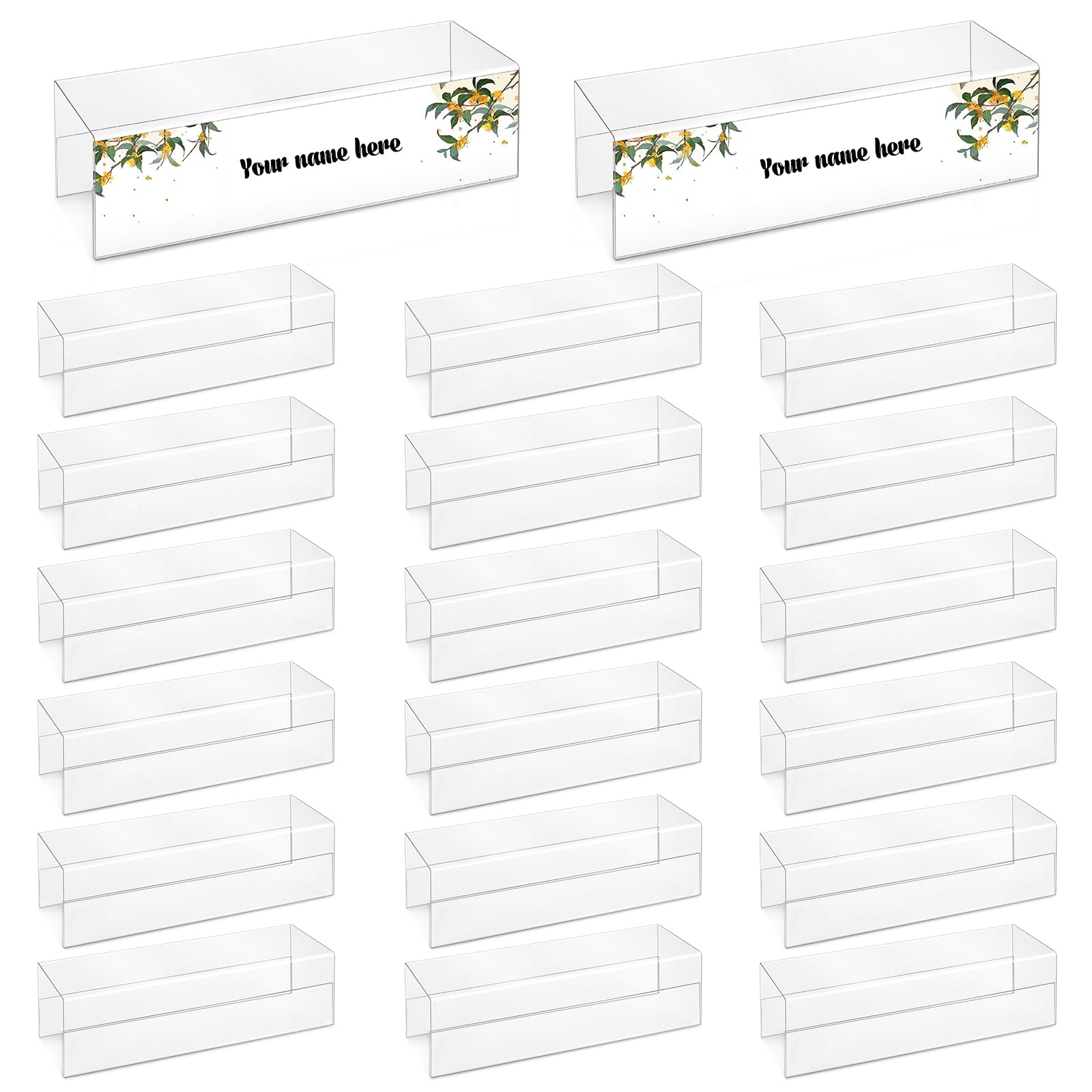 Photo 1 of 20 Pieces 2.25 Inch Cubicle Name Plate Holders Cubicle Name Tags Clear Cubicle Name Sign Bulk for Office Home Classroom Library 8.5 x 2.5 x 2.4 Inch