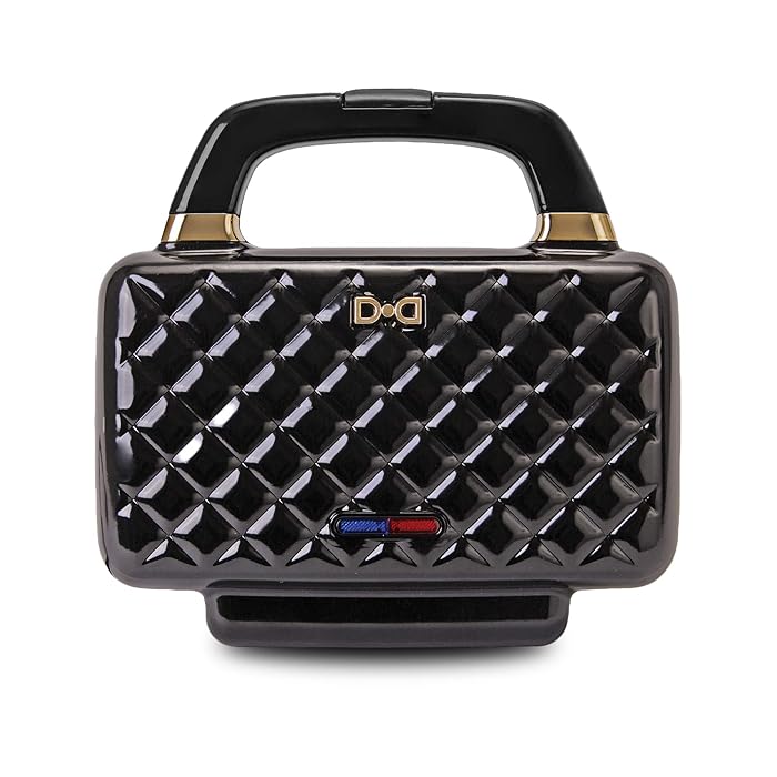 Dash DKCS100BK Kitchen Couture Compact Panini Press + Electric Sandwich Maker for Toasting, Grilling, Waffles, Omelets & More Black