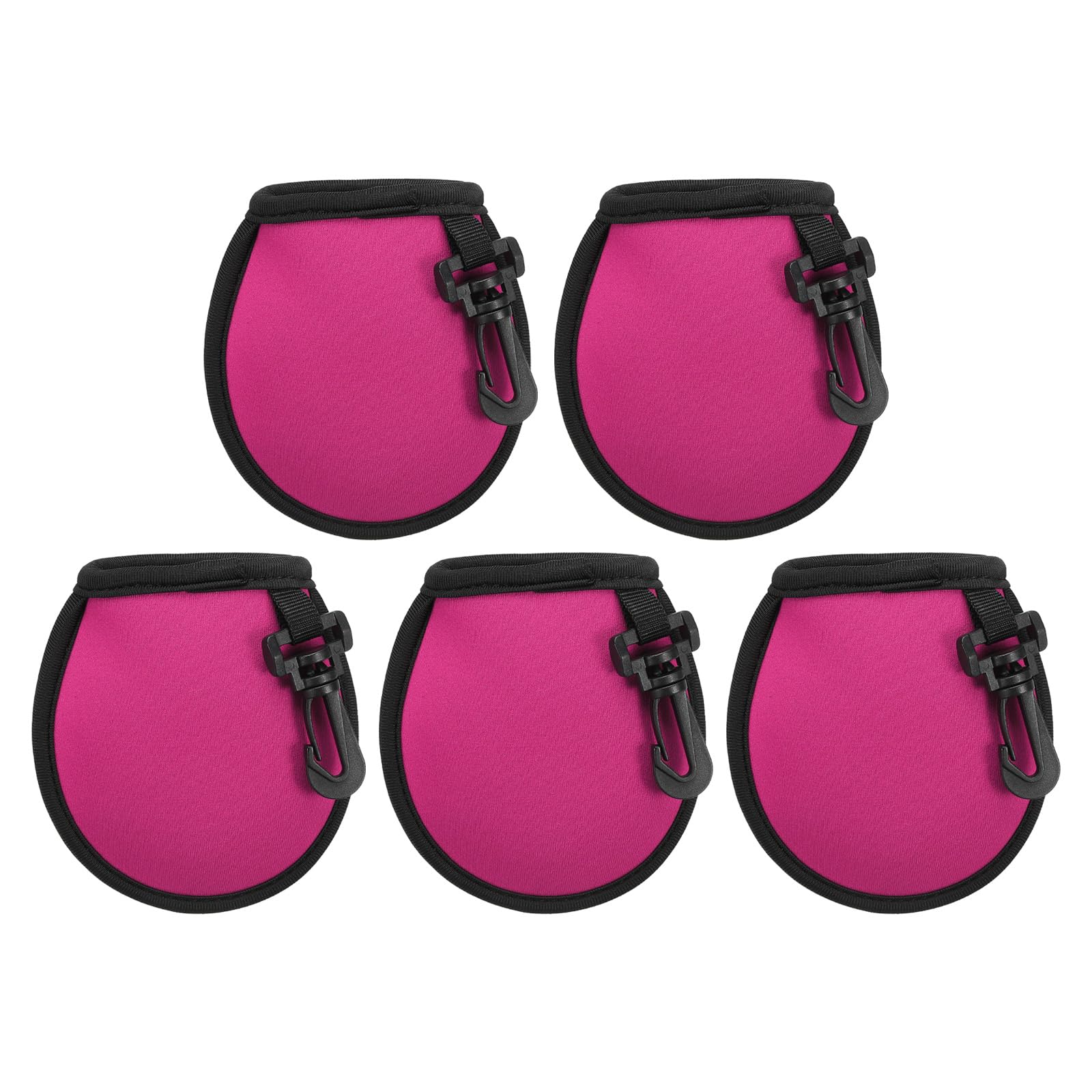PATIKIL Golf Ball Washer Pouch, 5 Pack Portable Golf Balls Cleaner Pocket Bag with Hanging Clip for Women Men Golf Exercise, Rose Red