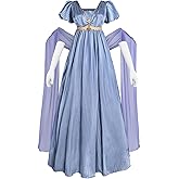 NSPSTT Plus Size Empire Waist Tea Party Ball Gown Regency Dress | Comes with matching gloves, Ideal for regency tea party, historical roleplay and period costume shooting