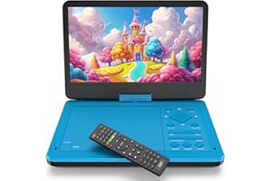 MAGOFLY 12.5" Portable DVD Player with10.1 HD IPS Screen for Kids, Car DVD Player with Headrest Mount, 360° RF Remote Control 2 Earphone Jacks 5h Battery Support CD/DVD/SD Card/USB, Region Free (Blue)