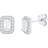 Certified 1.5 Carat Emerald Cut Cubic Zirconia Stud Earrings Sterling Silver, AAAA Quality - Gift For Special Occasions