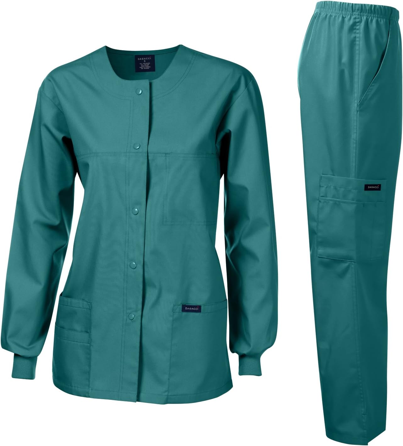 Dagacci Medical Uniform Original Fit Crew Round Neck WarmUp Jacket Set