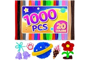 Eppingwin 1000pcs Pipe Cleaners, Multi Colored Pipe Cleaners Craft Supplies, 20 Colors Chenille Stems for DIY Arts Crafts Project (Multi-Colored)