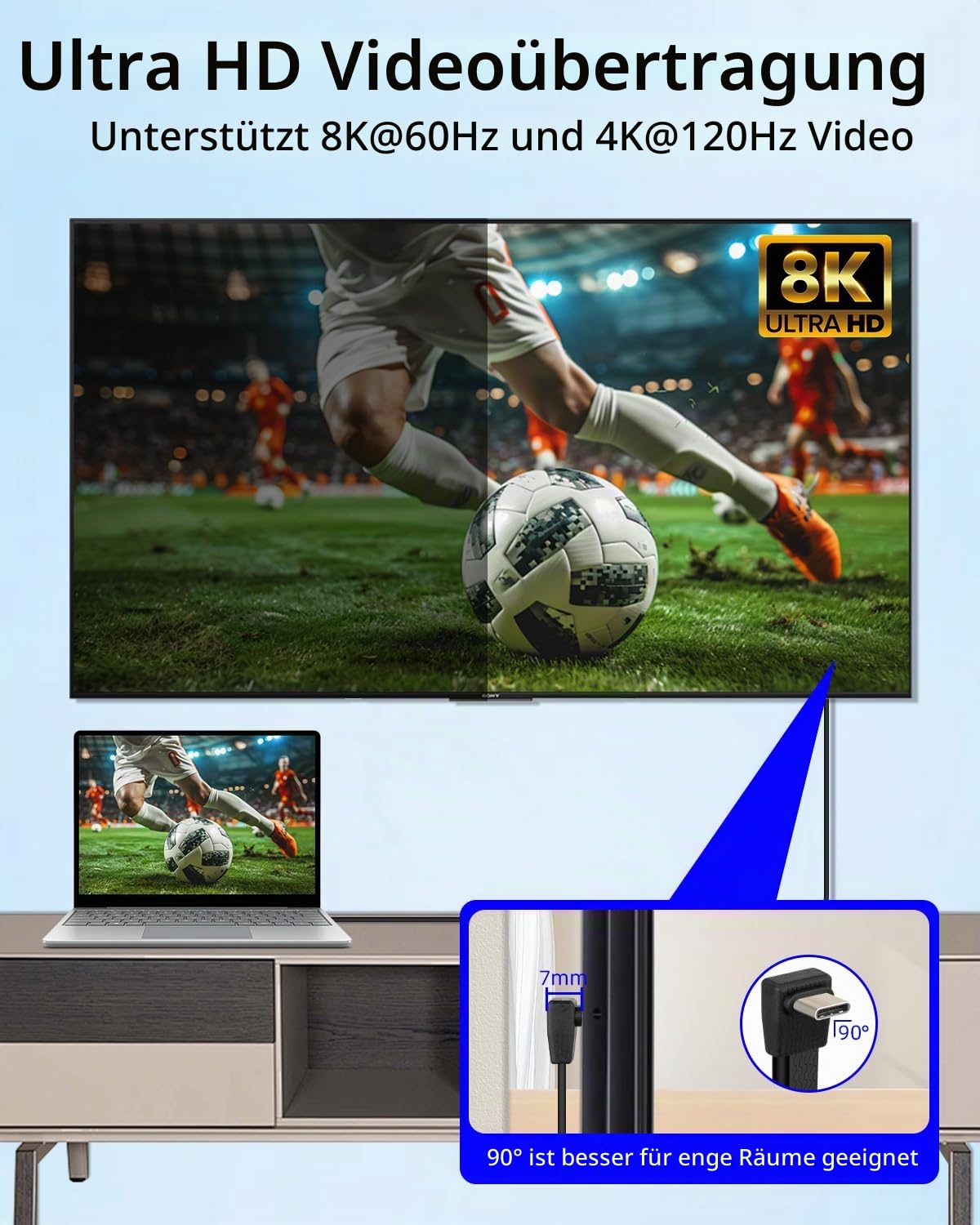 YANBORONSN 80Gbps Flaches USB-4 Kurzkabel, USB-C Schnellladekabel, PD 240W 90 Grad Typ C Stecker auf Typ C Stecker Ladekabel, 8K@60Hz Videoanzeige für Telefone, Tablets, Laptops (67MM) 4
