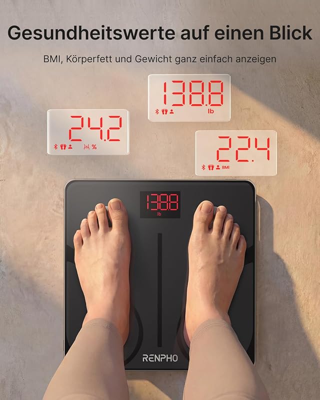 Waage Personen,Körperwaage mit Körperfettanalyse,13 Werte,abnehmen