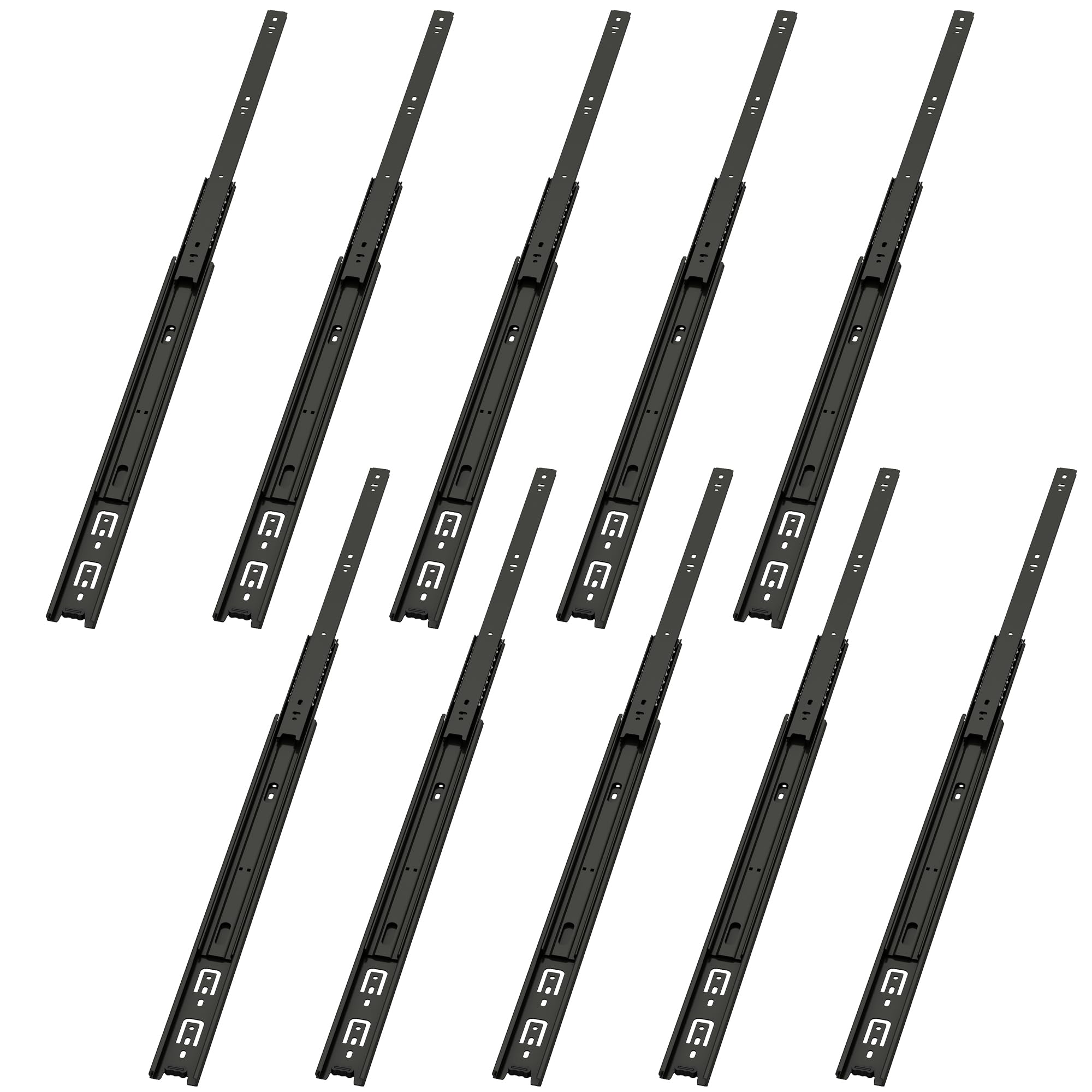 VADANIA 350mm Residential Drawer Runners #A45 Black, 45kg Load Capacity Full Extension Ball Bearing, Side Mount, Drawer Slides for Kitchen Cabinet, Home, Office Replacement, 5 Pairs (10 Packs)