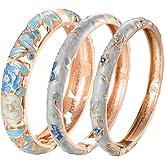UJOY Womens Multi-Colors Cloisonne Bracelet Plated Flower Hollowed Enameled Hinged Cuff Bangles Jewelry Gift 88A10