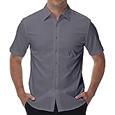 EOUOSS Men's Short Sleeve Dress Shirts Wrinkle Free Stretch Formal Wedding Prom Regular Fit Button Down Shirt