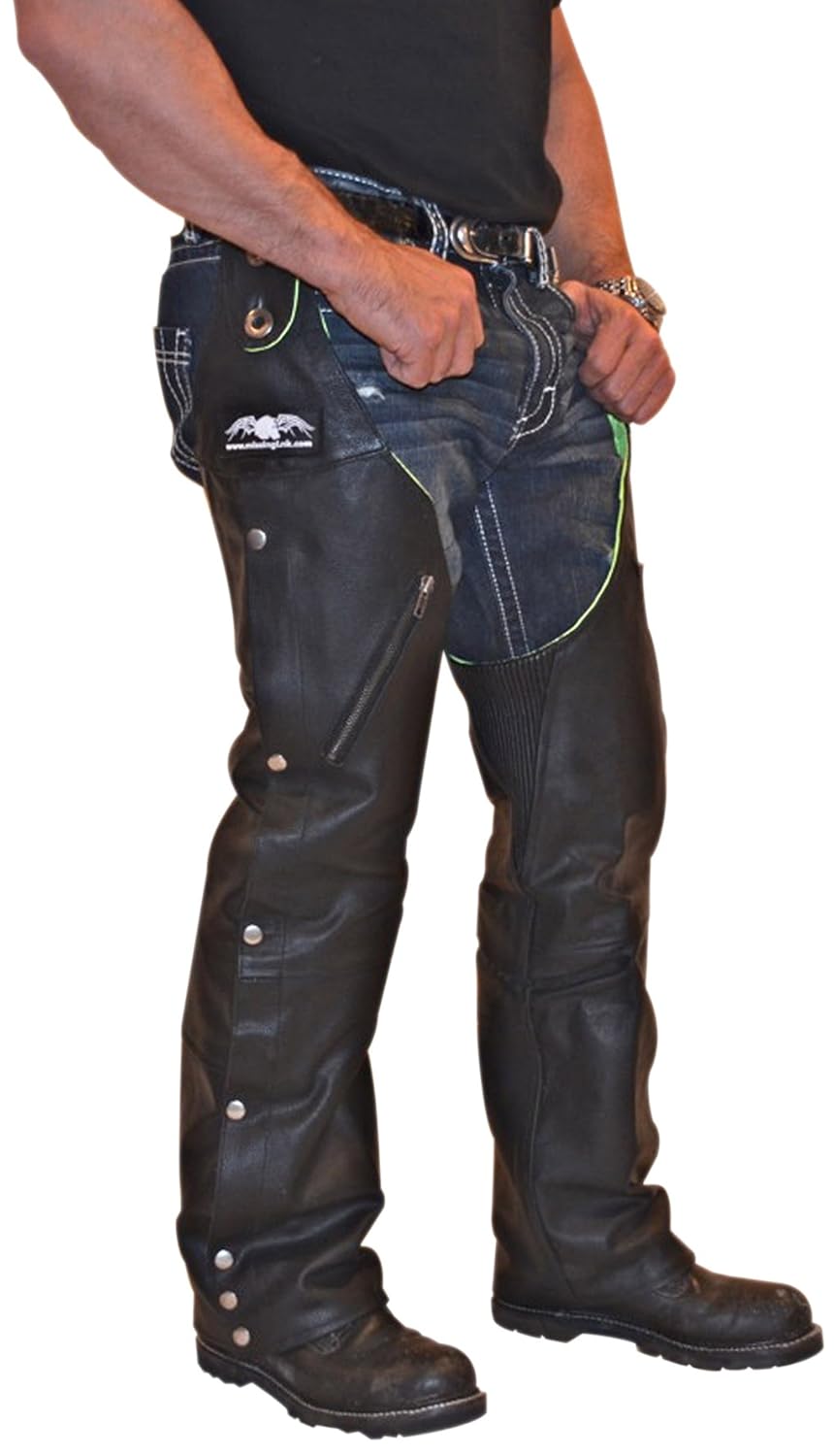 Missing Link RHCLGS Leather/Nylon Reversible Hook Chaps (Black/HiViz