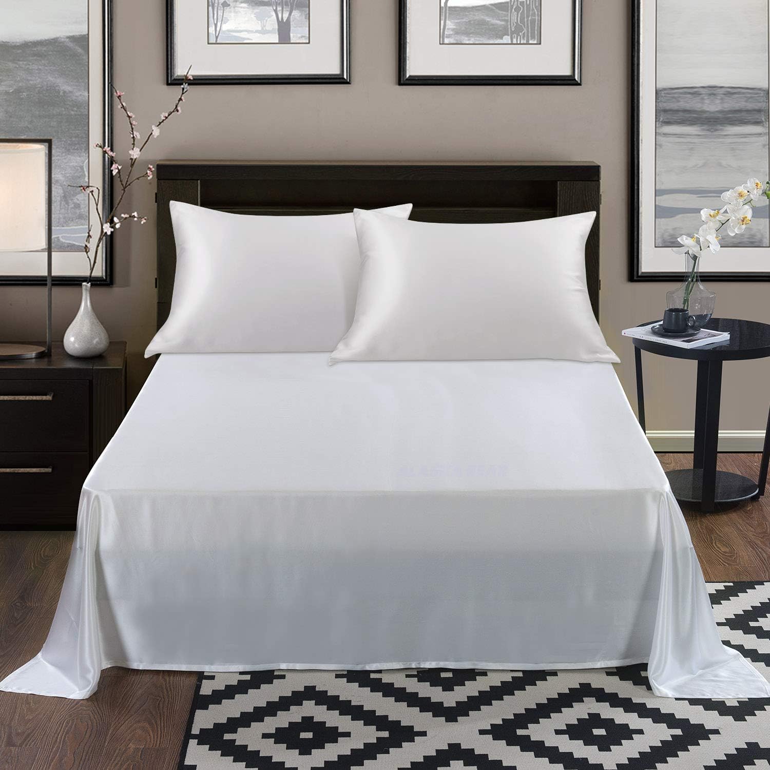 ALASKA BEAR Natural Silk Pillowcase, Hypoallergenic, 19 Momme, 600 Thread Count 100 Percent Mulberry Silk, Queen Size with Hidden Zipper (1, Ivory White): Home & Kitchen