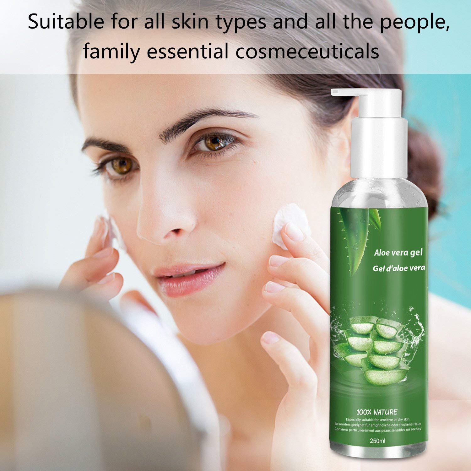 Betope Aloe Vera Gel 100 Prozent Reines Bio Pur für Nach Sonnenbrand Feuchtigkeitsspendend Kontrollierter Anbau Natürlich Organisch Multifunktional Emollient - 250ML