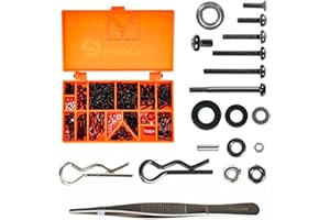 RampCrab Button Head Screws Kit for SCX24 AX24 RC Car, 372Pcs, Hardened Steel Grade 12.9 Screws, Bearing & Screws Set with Box for 1/24 RC Crawler Car Axial SCX24 C10 Deadbolt JLU Gladiator Bronco