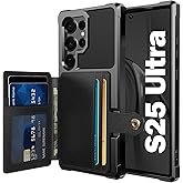 Tcaraersing Wallet Case for Samsung Galaxy S25 Ultra, Compatible with Magnetic Car Mount, Heavy Duty Shockproof Rugged Soft TPU Back Leather Flip Credit Card Holder Cover for Galaxy S25 Ultra, Black