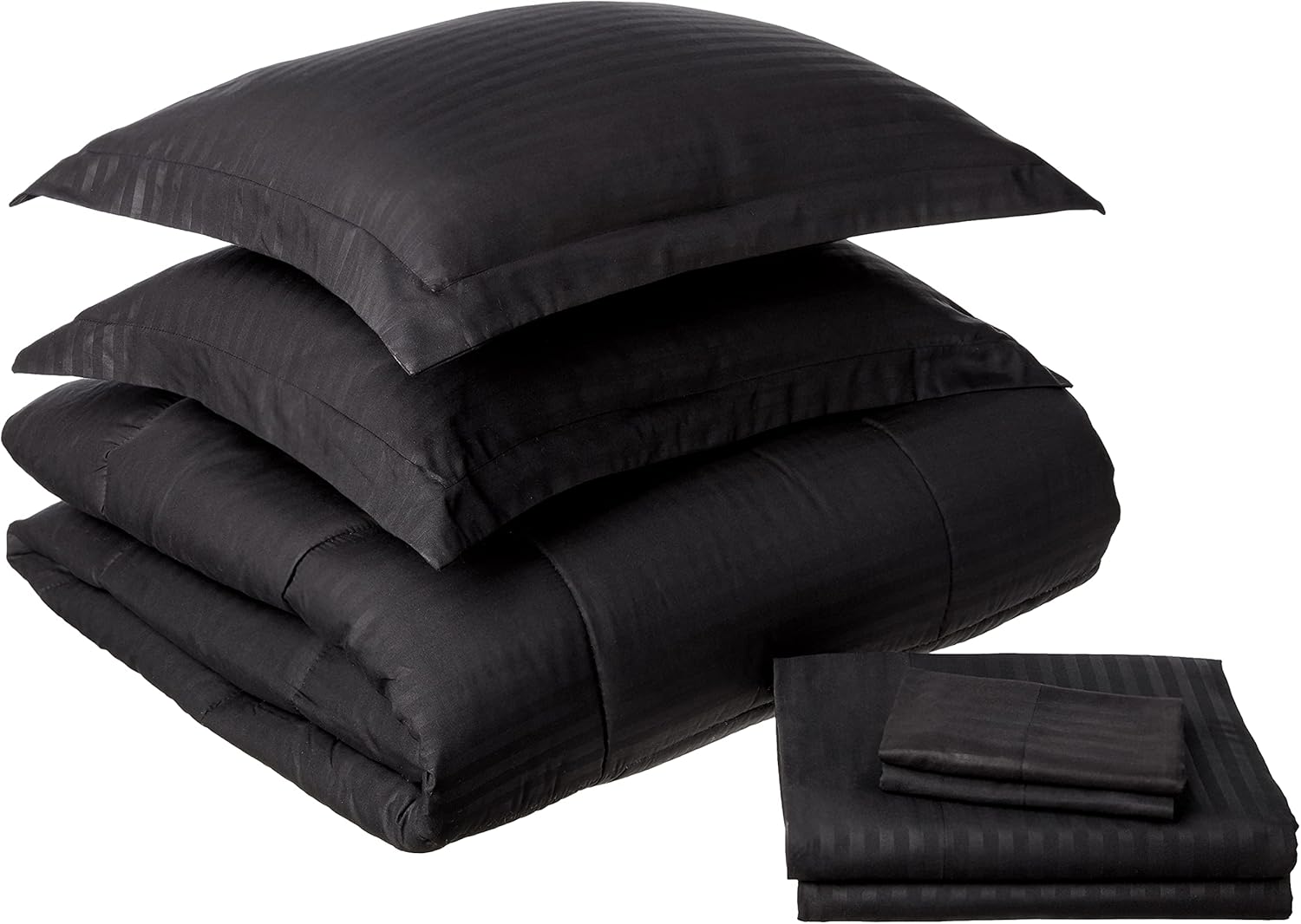 Sweet Home Collection 8 Piece Comforter Set Bag with Unique Design, Bed Sheets, 2 Pillowcases & 2 Shams Down Alternative All Season Warmth, Queen, Dobby Black: Home & Kitchen