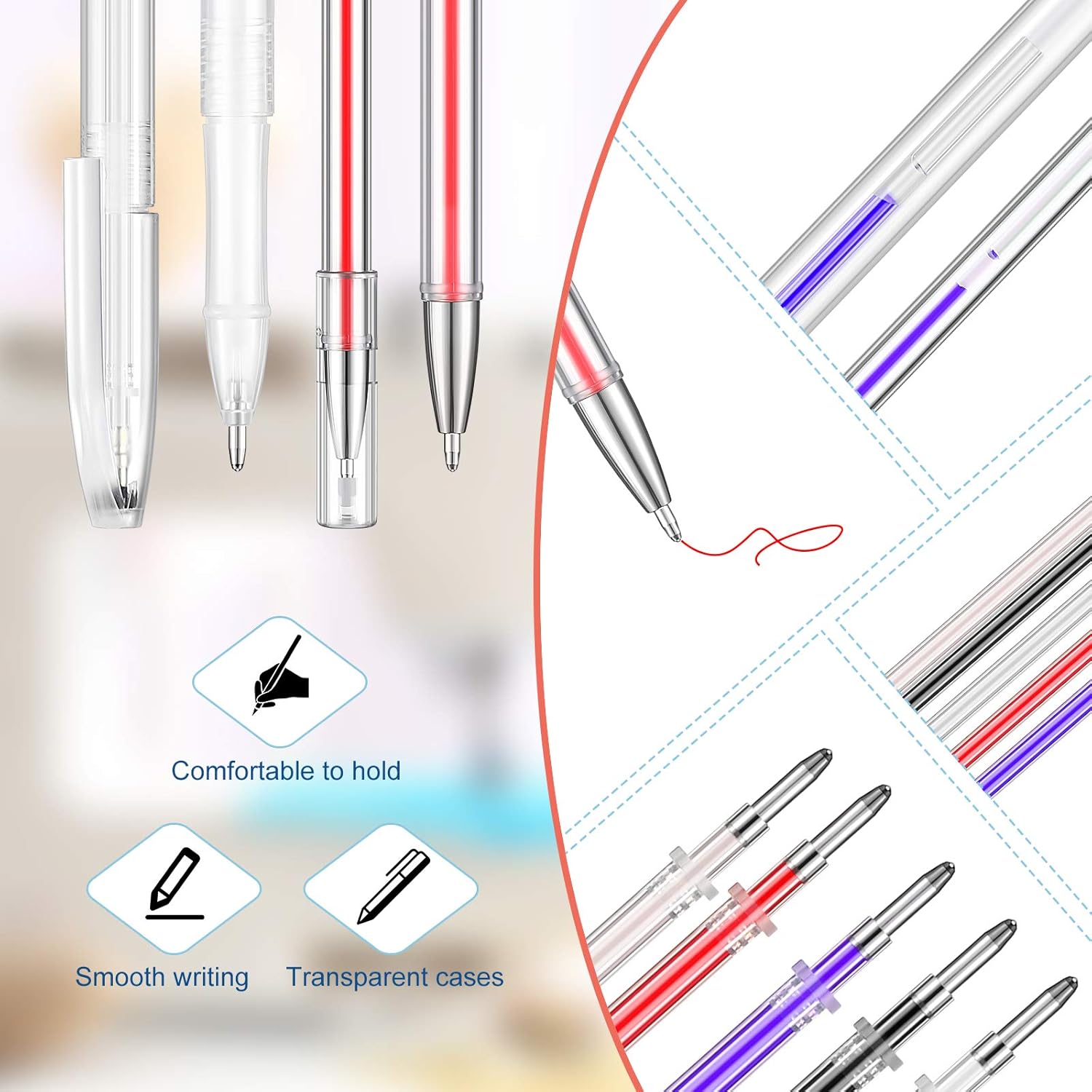 36 Pieces Heat Erasable Pens Set Includes 10 Pieces Heat Erasable Fabric Marking Pens Heat Erase Pens with 25 Pieces Refills and Pen Storage Bag for Quilting Sewing and Dressmaking : Office Products