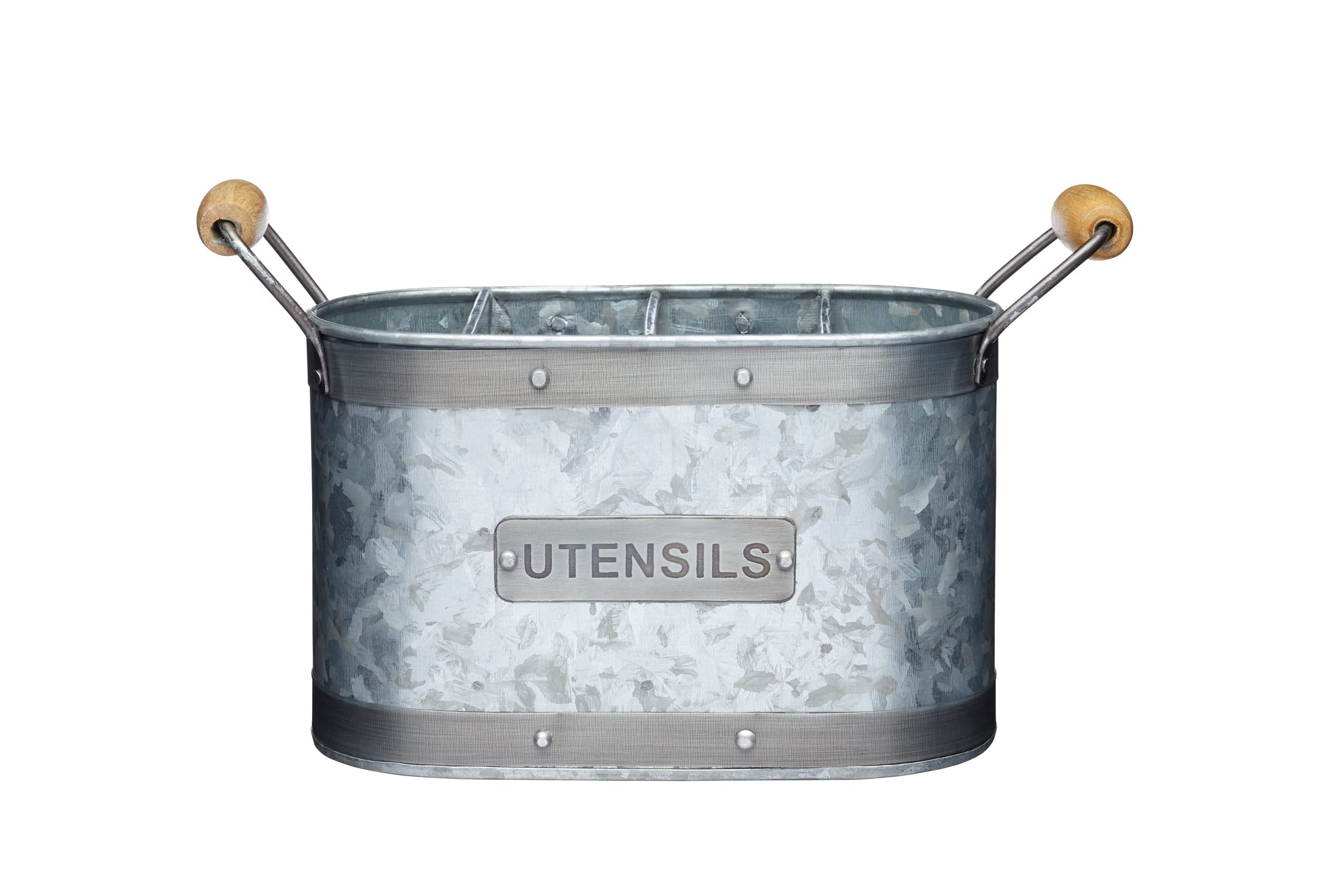 KitchenCraft Industrial Kitchen Galvanised Steel Utensil Holder, 27.5 x 11 x 17 cm (11" x 4.5" x 6.5")