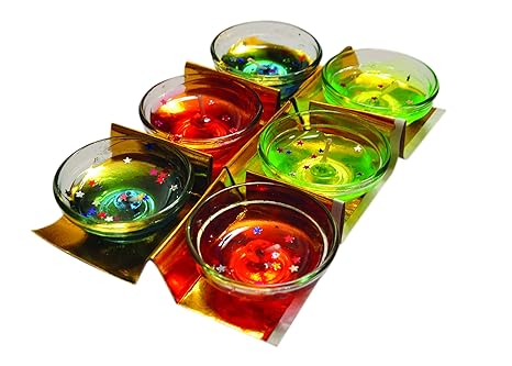 DSR 12 Small Multicolor Smokeless Decorated Mini Cute Little Glass Jelly Gel Candles for Home Decoration, Diwali Decoration, Spa, Birthdays Party, Festivals