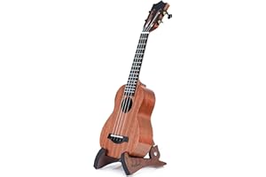 Musbeat Ukulele Stand, Portable Ukelele Holder for Travel, Rabbit Shape Black Walnut Wood Ukulele Stand for Concert Pineapple Soprano Tenor and Baritone, or Violin, Wooden Floor Ukele Holder for Home