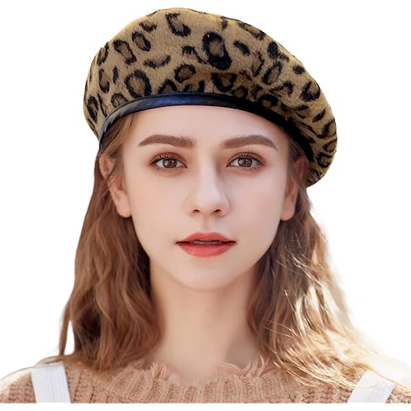 szzoqdz Women French Style Vintage Leopard Print Wool Soft Winter