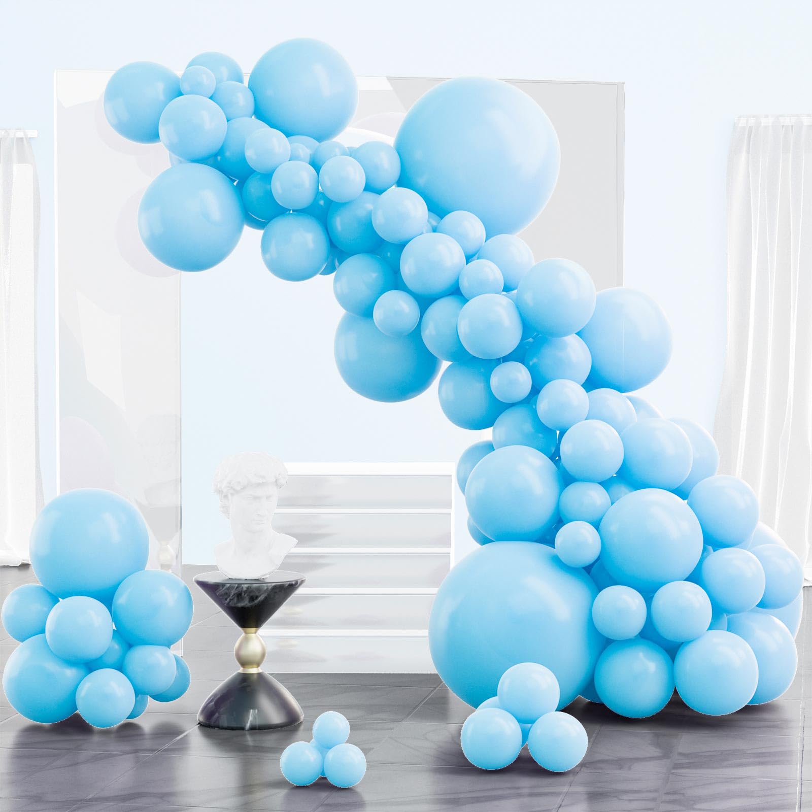 PartyWoo Light Blue Balloons， 102 pcs Different Sizes of 18 12 10 5 Inch Balloon Arch Kit Garland for Graduation Baby Shower Gender Reveal Birthday Party Decorations Blue-Y4