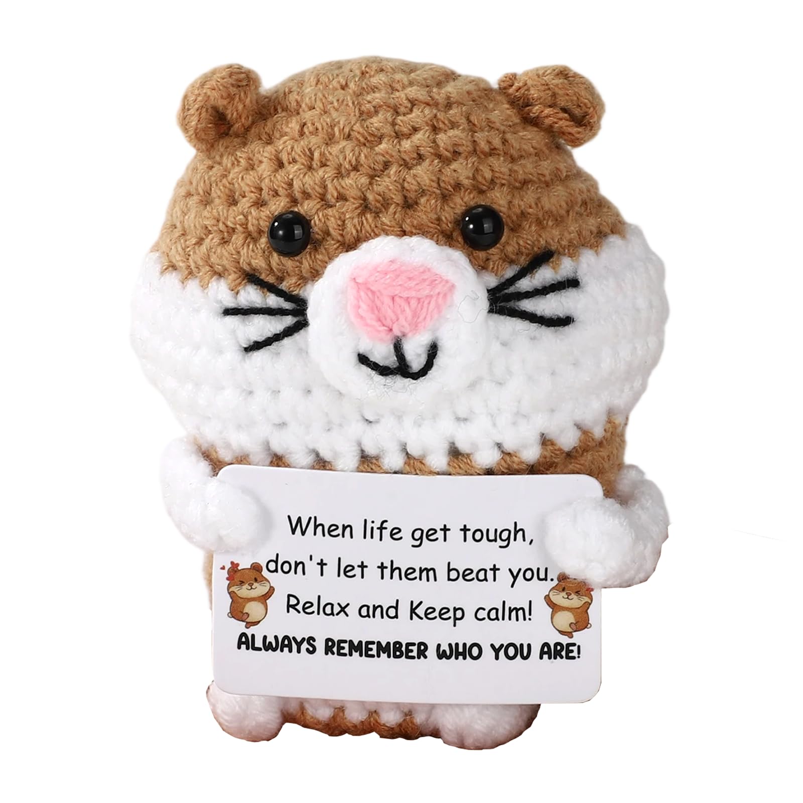 TOYMIS Positive Hamster, Adorable Emotional Toy with Encouraging Card Incentive Animals Crochets Creative Knitted Hamster for Friends Family (Style 4) — image 1
