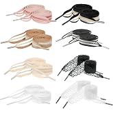 Zelphvt 8 Pairs Ribbon Shoe Laces, Lace Shoelaces Women Cute Shoe Lace for Women Fancy Wide Sneaker Shoelaces Decorative and Comfortable