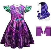 Letushy Girls Halloween Costume Dress with Wigs and Gloves, 3-10Y