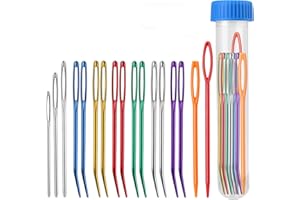 BAGERLA 17-Piece Tapestry Needle Set - Bent Tip, Large Eye, Blunt Needles for Hand Sewing, Knitting, Crochet