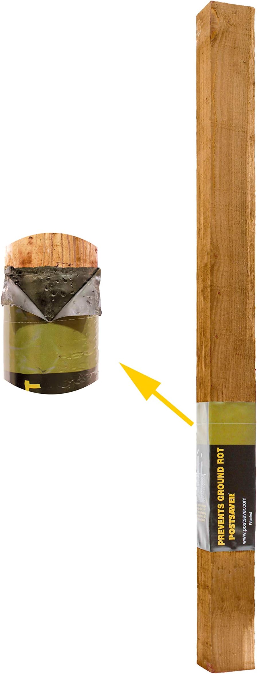 Double Life Brown Treated Wood Fence Post Complete with Postsaver 75mm x 75mm 1.8m