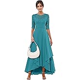 ZETUNew Ankle Length Mother of The Bride Dresses for Women Lace Appliques Chiffon Long Formal Evening Gown with Sleeves