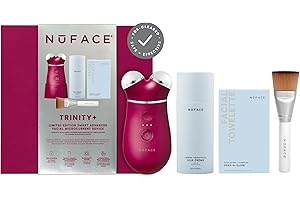 NuFACE TRINITY+ Microcurrent Facial Device Kit - Limited Edition FDA Cleared Face Massager Device + Microcurrent Gel Activator, Cleansing Wipes & Brush - Velvet Rose