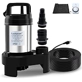 Luckerain 1 HP Submersible Pump 6500 GPH Pond Pumps for Outdoor Ponds | Stainless Steel,Free Control Timer,Sump Pump for Pools Sump Basin Basements or Outdoor Drainage,IPX8 Waterproof,50ft Cable