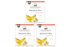 A BLEND ABOVE GOURMET FOOD PRODUCTS A Blend Above Banana Cream No-Bake Dessert Mix, 3 Pack, No-Bake Cheesecake, Fruit Dip, Dessert Mix, Bagel Topping, Frosting, Cheesecake Filling, Quick and Easy to Make, Makes 16 Ounces, Cream Cheese,