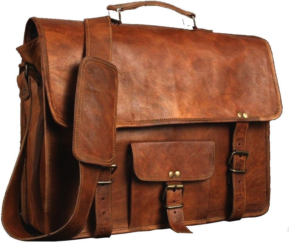 Leather Bags Vintage Leather Messenger Soft Leather Briefcase Satchel Laptop (12 x 17 (43.2 cm))