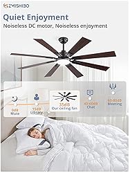 ZMISHIBO 62 inch Large Ceiling Fans with Lights and