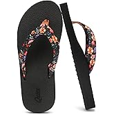 Qzize Women's Wide Width Flip Flops with Arch Support - Yoga Mat Comfort, Lightweight Slip-On Beach & Walking Sandals for Indoor/Outdoor