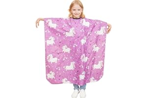Iusmnur Kids Barber Cape, 51"x36" Professional Salon Hair Cutting Cape with Adjustable Neck Strap, Unisex Kids Haircut Cape for Hairdresser and Stylist (Rainbow Unicorn)