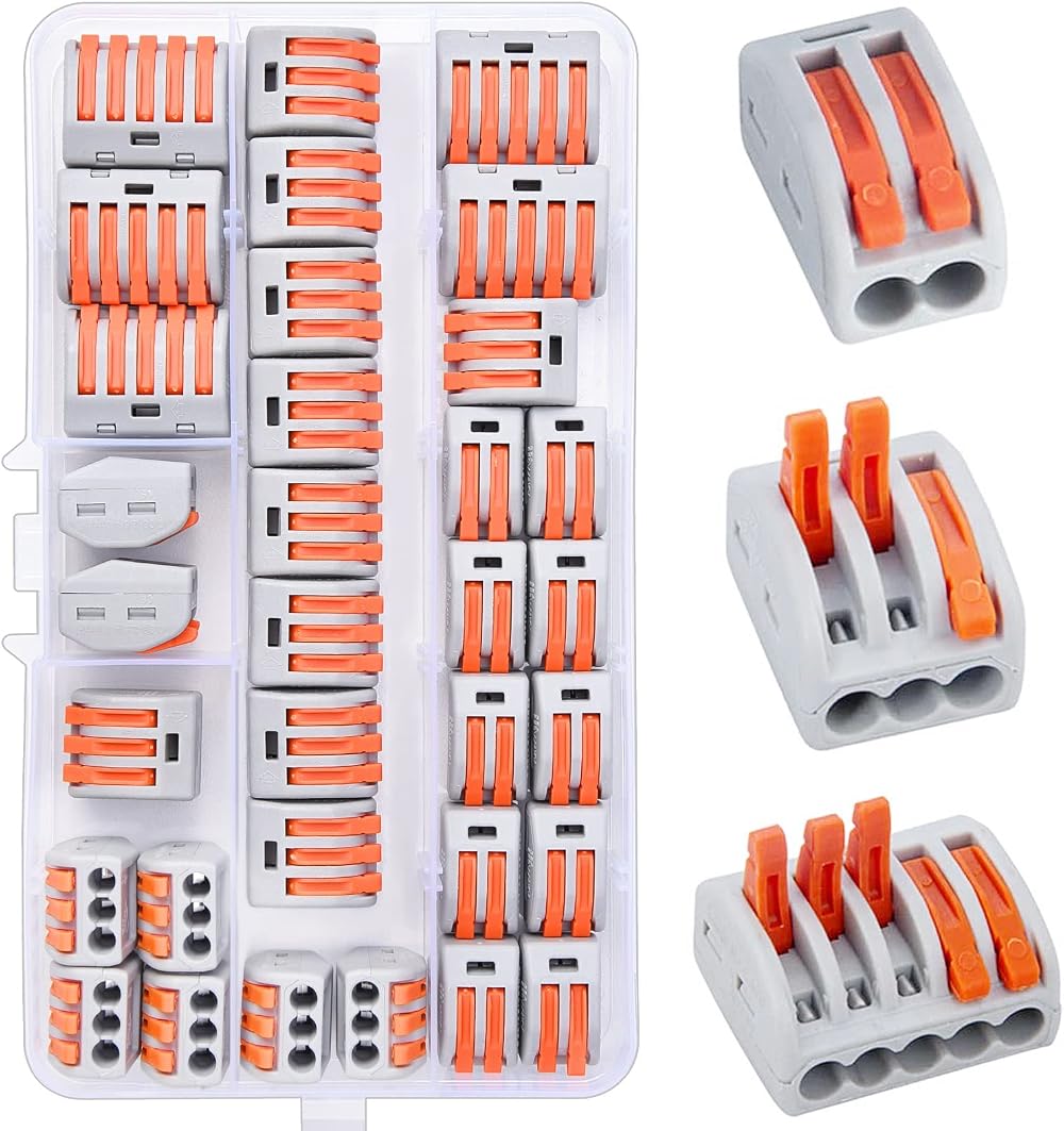 Preciva Compact Wire Connectors 33Pcs Push Fit 2/3/5-Port Terminal Block Kit