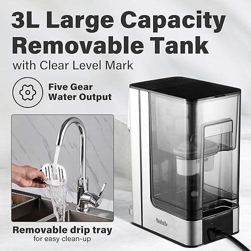 Nushelly Countertop Water Filtration System, Instant Hot Water