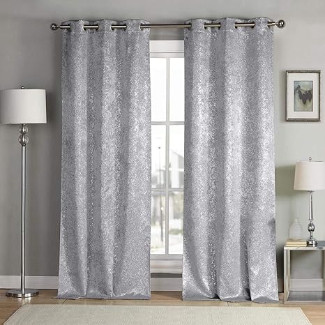 Buy Kensie Maddie Metallic Blackout Darkening Window Curtain Set