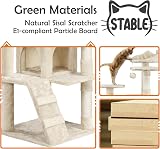 Yaheetech Cat Tree 158cm Tower with Scratching Post 2 Houses Beige view 6